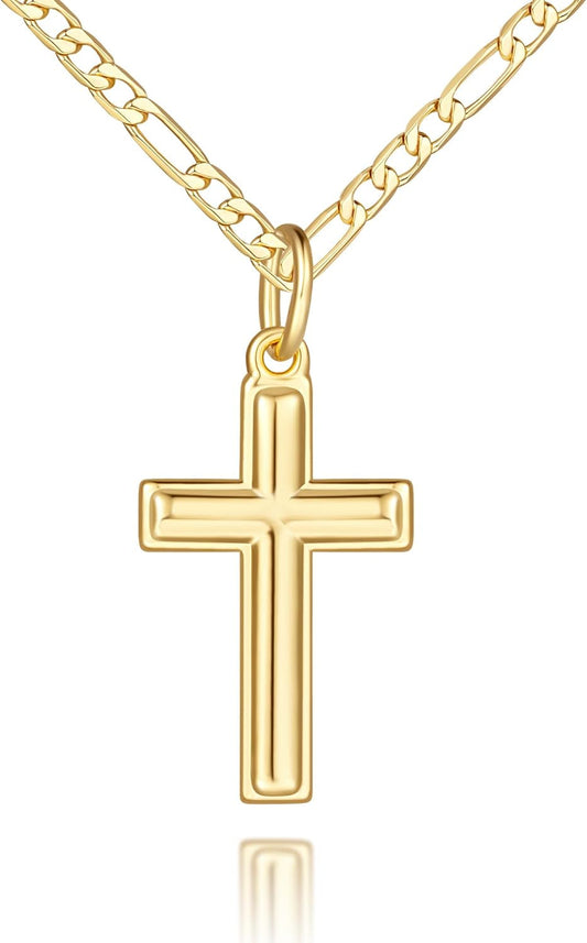Gold Cross Necklaces for Women 14K Gold Necklaces for Women Crosses Necklace for Womens Classic Simple Cross with Clean Lines Crosses Pendant for Womens Chain Necklace - WORLD TIME VISITS