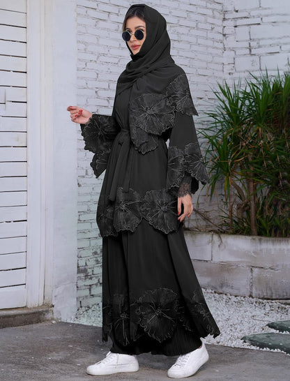 Women'S Muslim Prayer Dress Hijab Scarf Islamic Abaya Suit Two-Piece Turkey Kaftan Cardigan Dubai Full Length Dresses