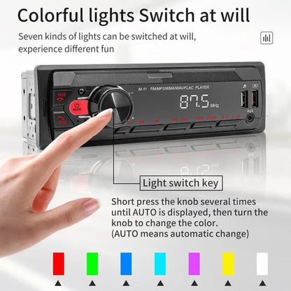 UNITOPSCI 12V 1DIN In-Dash Car Radio Stereo Autoradio Bluetooth Digital Audio Music Car Radio MP3 Player with Remote Control Bluetooth/Fm/Usb/Sd/Aux-In Colorful Lights