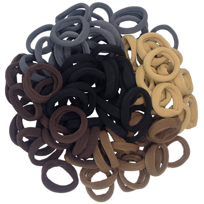 Hair Bands Hair Ties for Thick Hair 100PCS Seamless Cotton Simply Ponytail Holders Headband Scrunchies Hair Accessories No Crease Damage (Neutral Colors)