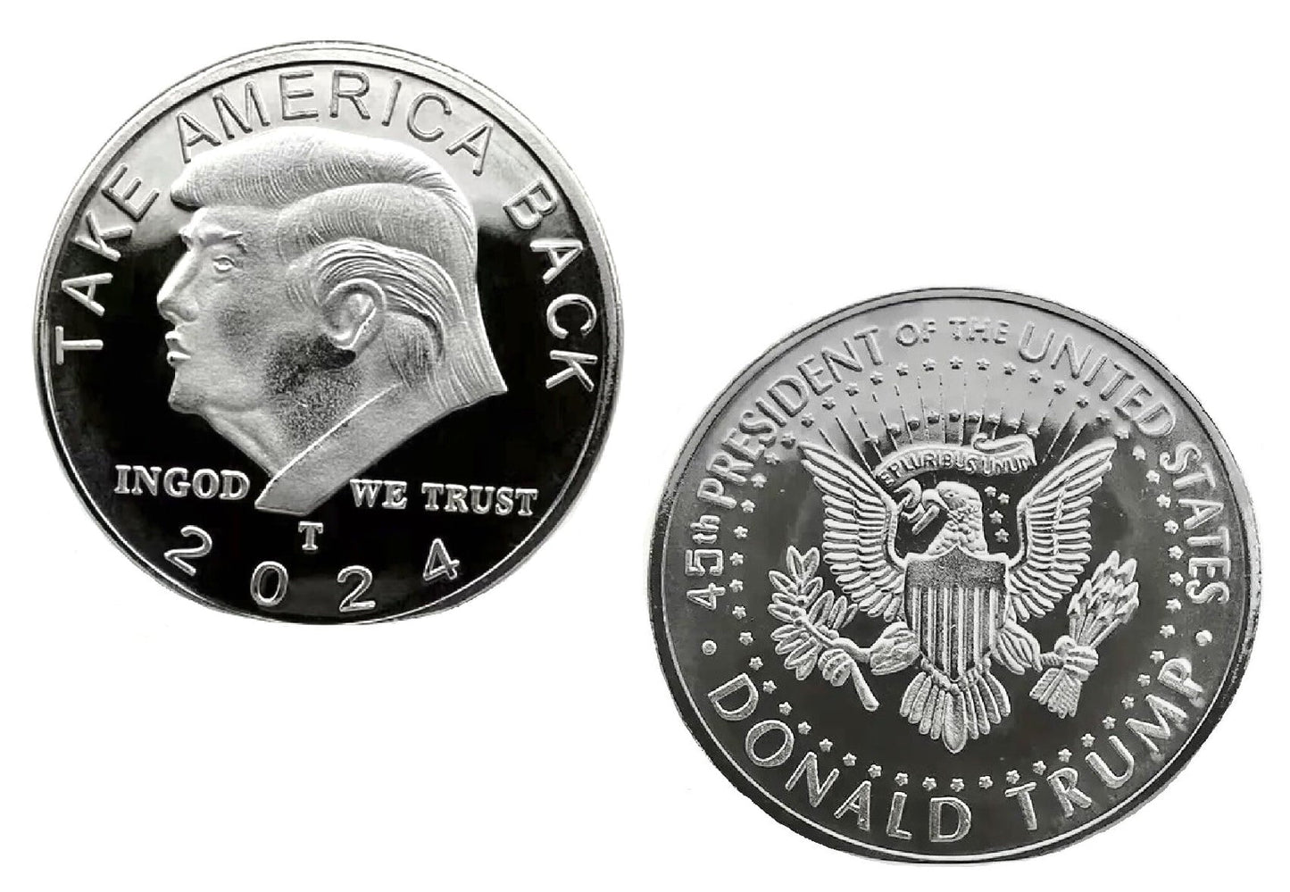 SILVER PLATED Trump 2024 TAKE AMERICA BACK! W/Display Case Masters Coins