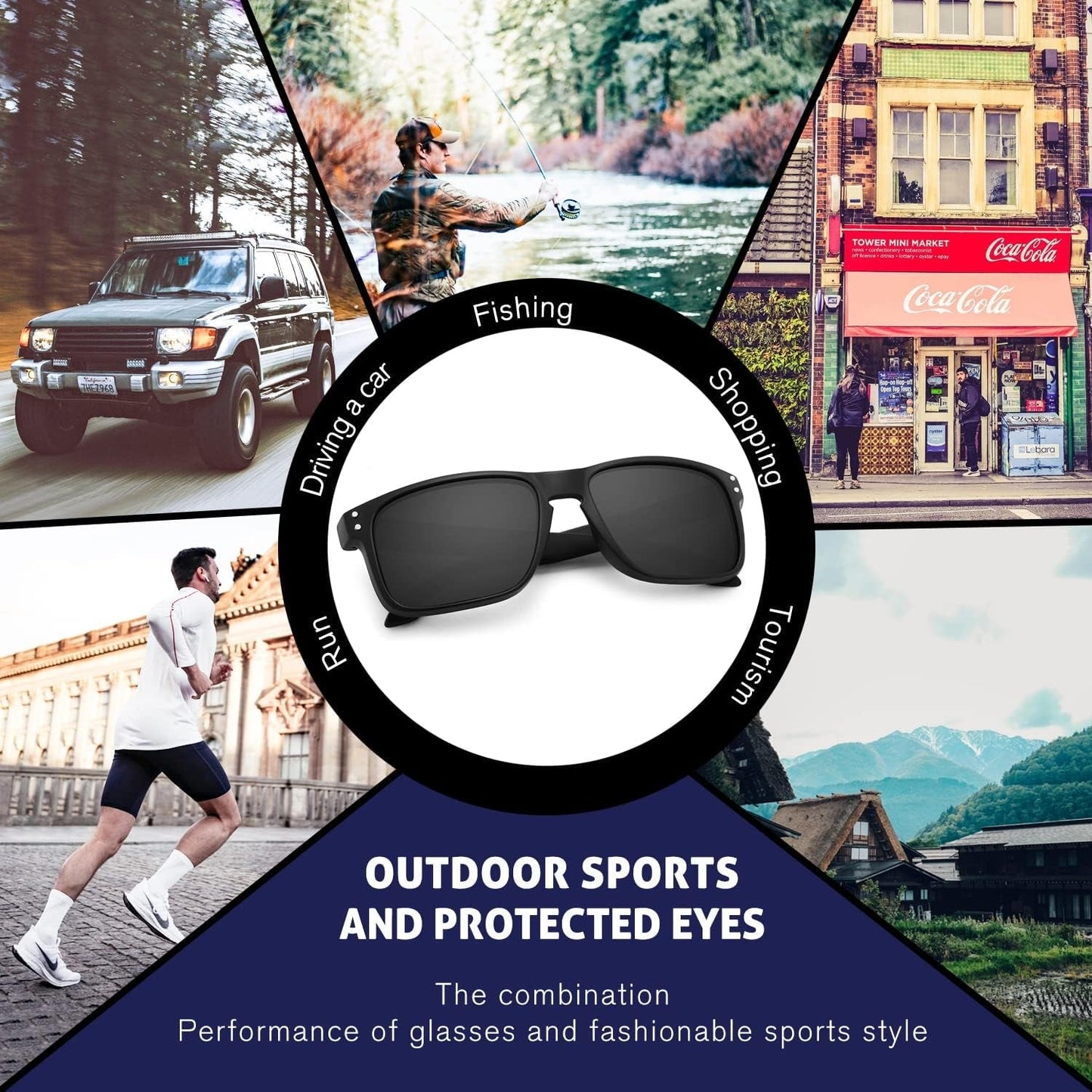 Polarized Square Sunglasses for Men and Women Matte Finish Sun Glasses UV Protection Glasses