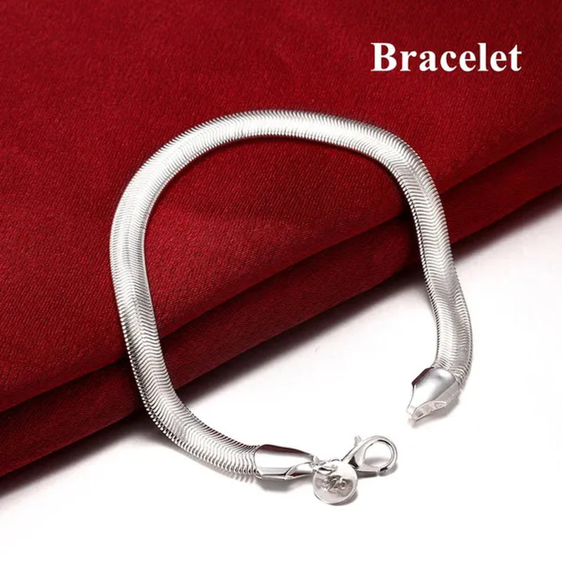 6mm 925 Sterling Silver Flat Snake Bone Chain Necklace