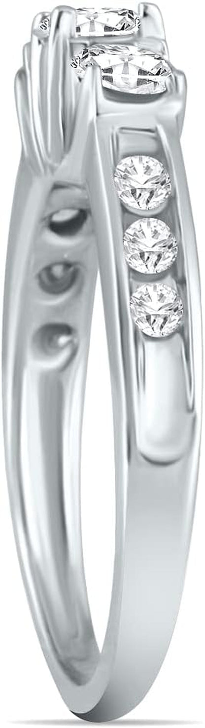 Diamond Three Stone Ring Available in 10K White Gold (1/2Ctw - 1 1/2Ctw)