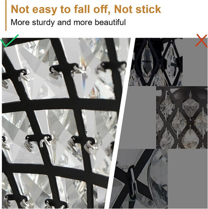 Modern Black Crystal Pendant Light, Industrial 1-Light Small Hanging Glass Ceiling Lamp Crystal Chandelier for Kitchen Island Sink Dining Living Room Bedroom Entryway