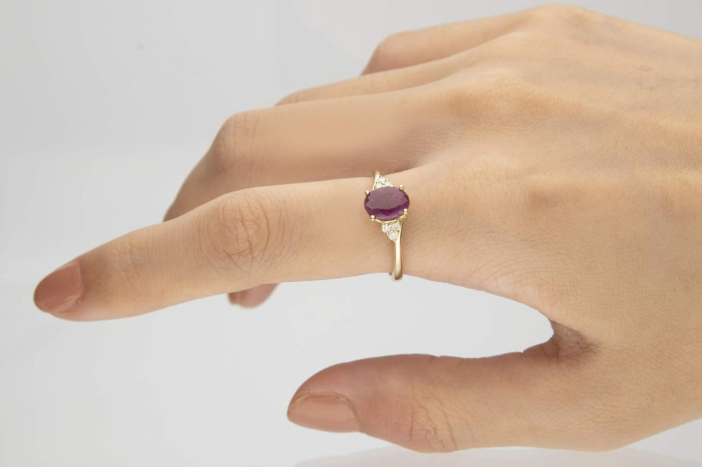10K Yellow Gold Genuine Ruby & Diamond (I1,I2) (Size 10) Propose Promise Ring for Women