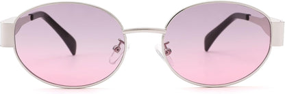 Retro Oval Sunglasses for Women Men - Fashion Sun Glasses - Rectangle Metal Frame Shades