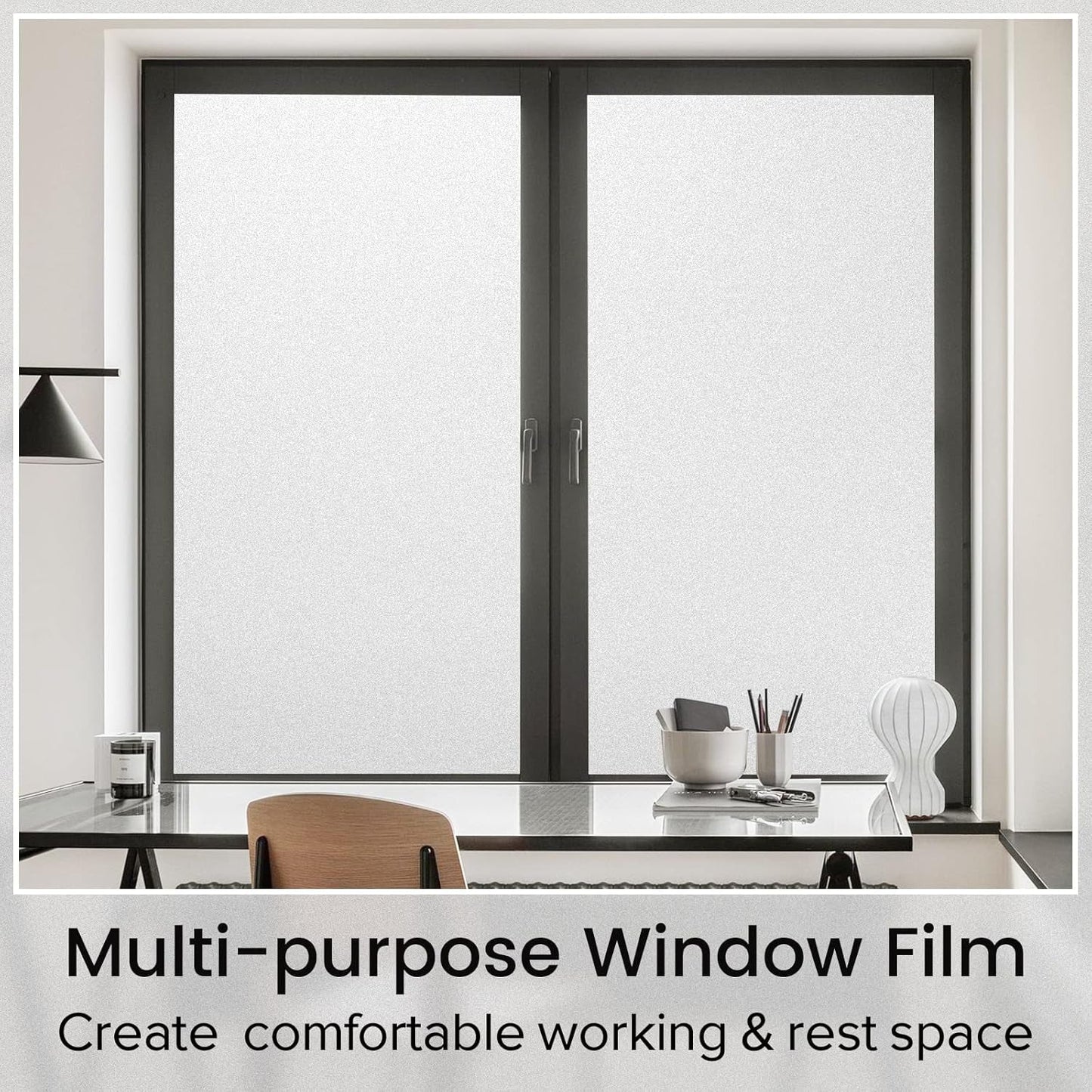 Window Privacy Film, Non-Adhesive Frosted Glass Window Film for Bathroom, Static Cling Heat Blocking Stickers for Home Indoor Opaque Frosting Coverings House Tint, Matte White 17.5" X 78.7"