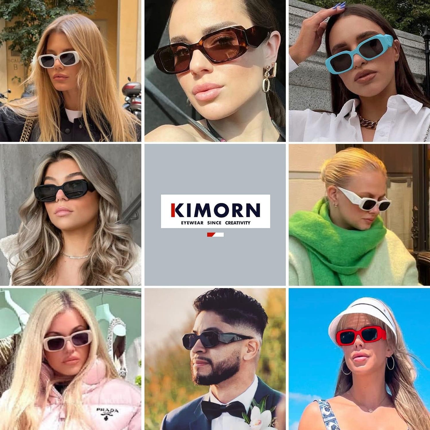 Rectangle Sunglasses for Women Men Trendy Retro Trendy Sun Glasses 90’S Vintage Square Frame K1307 - WORLD TIME VISITS