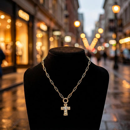 Unisex Silver Gold Cross Necklace,Sterling Silver Cross Necklace for Women,Mens Gold Silver Pendant Necklace,Gifts for Boyfriends or Girlfriends for Valentine'S Day,Birthdays,Christmas,Easter