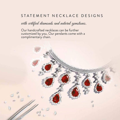 Natural and Certified Gemstone Three Stone Necklace in 14K White Gold | 0.17 Carat Journey Pendant with Chain