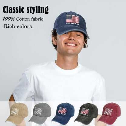 Vintage Baseball Cap Dad Hat,Old Man in Hat for Men Women,American Flag Washed Cotton Sun Hats. (Cotton, Khaki)