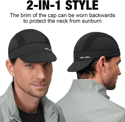 Cycling Cap, Cooling Skull Cap Helmet Liner with Sun Visor, Sun Protection Running Bike Cap for Men Women under Helmet