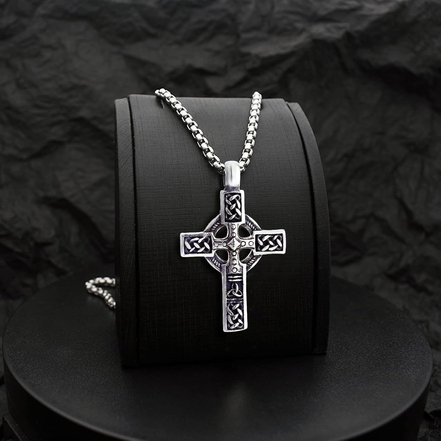 316L Stainless Steel Necklace Jesus Crucifix Cross Necklace for Men Celtic Orthodox Cross Necklace Virgin Mary Pendant Necklace Viking Rune Chain Necklace Religious Christian Jewelry Gifts for Men
