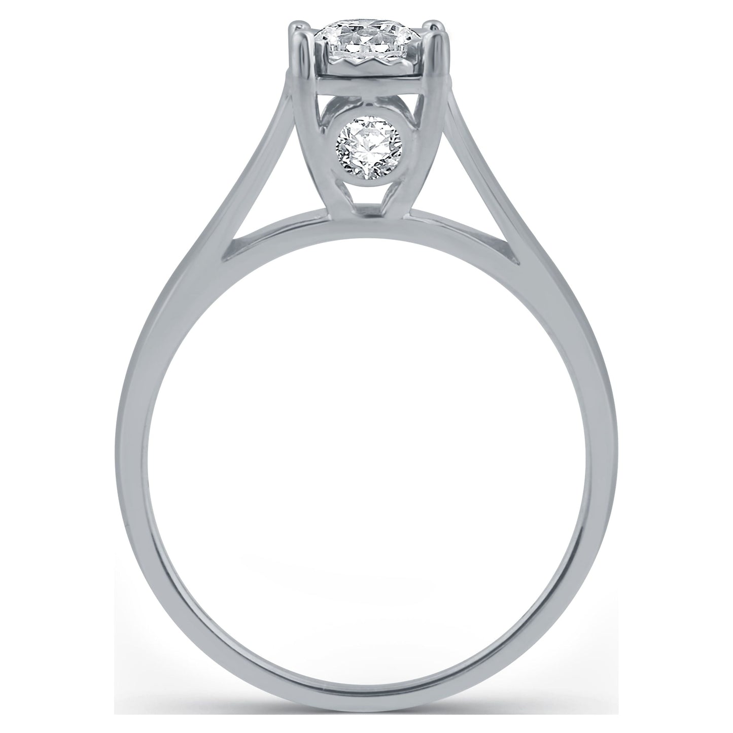 1/2 Carat T.W. round Diamond 10 Kt White Gold Miracle Plate Solitaire Engagement Ring