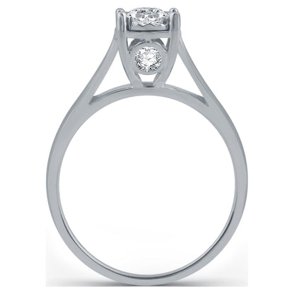 1/2 Carat T.W. round Diamond 10 Kt White Gold Miracle Plate Solitaire Engagement Ring