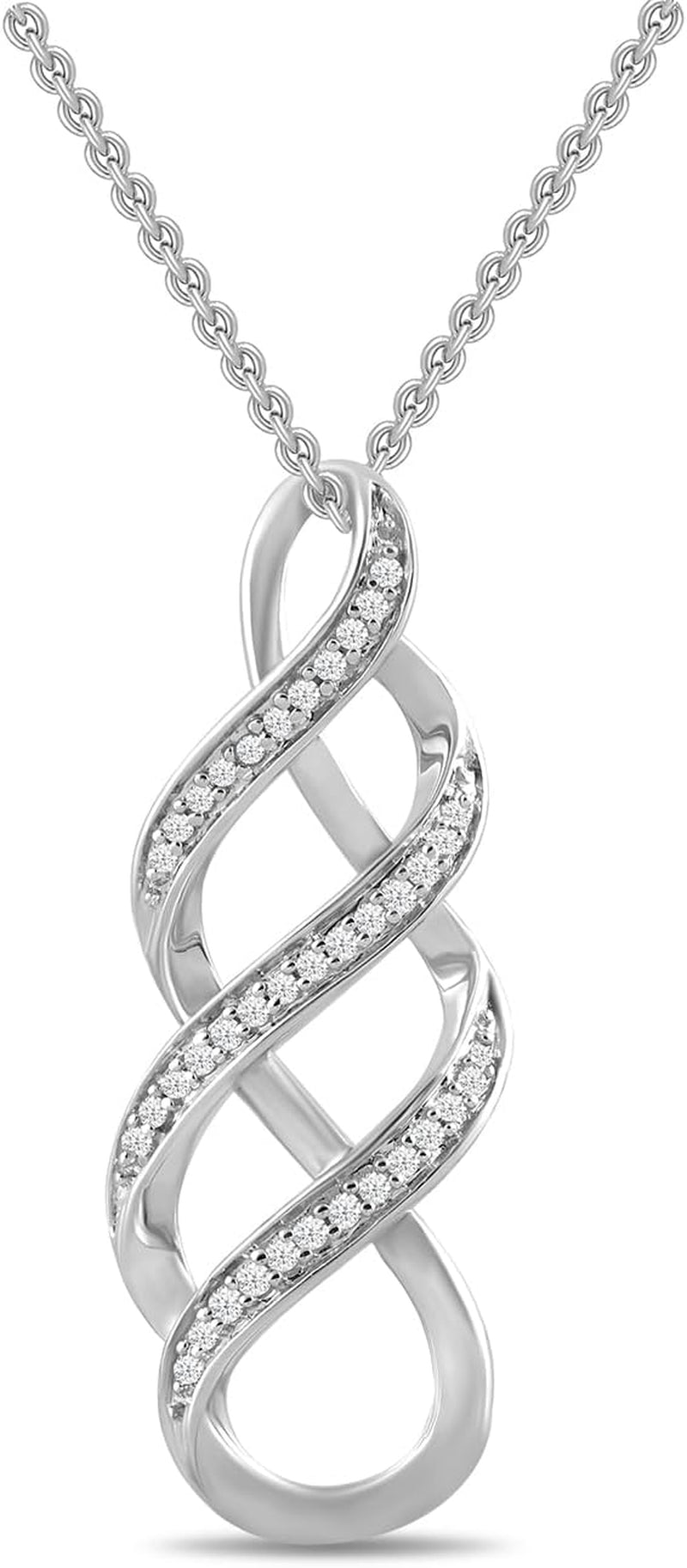Women'S Sterling Silver Diamond Twist Pendant Necklace (1/10 Cttw), 18" (Previously Amazon Collection) - WORLD TIME VISITS