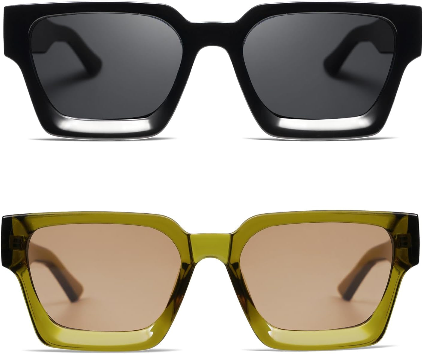 Thick Square Sunglasses for Men Women Retro Chunky Rectangle Shades UV400 Protection VL9731 - WORLD TIME VISITS