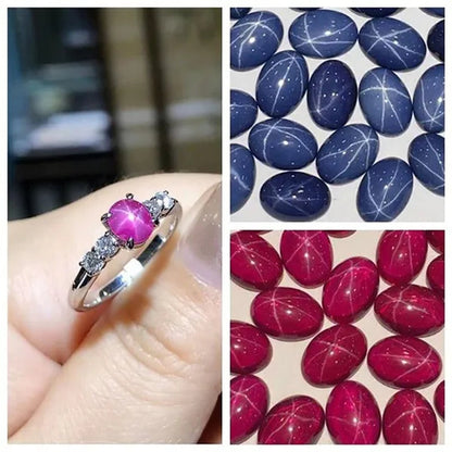 9x11mm NATURAL RUBY STAR SAPPHIRE 1 BUDS OVAL CABOCHON RING SIZE LOOSE GEMSTONE