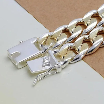 925 Silver Gold Two-Color Personality Men'S 10M Side Chain Bracelet Jewelry Gift