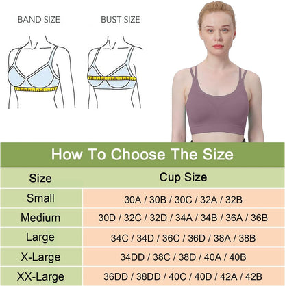 Cross Back Sports Bra for Women Padded Strappy Yoga Bra Medium Support Workout Bra for Athletic Gym Fitness 3 Pack