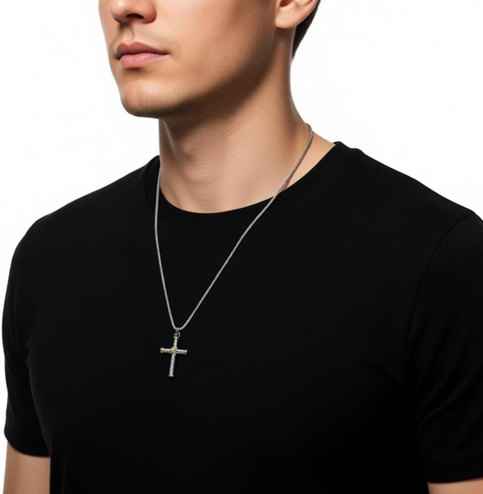 Cable Cross Pendant Necklace Antique Overlap Fashion Twisted Wire Necklaces Jewelry for Women Men Gift