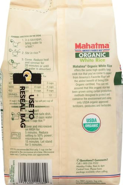 Organic White Rice, 2Lb Bag of Rice, Stovetop or Microwave Rice in 20 Minutes - WORLD TIME VISITS