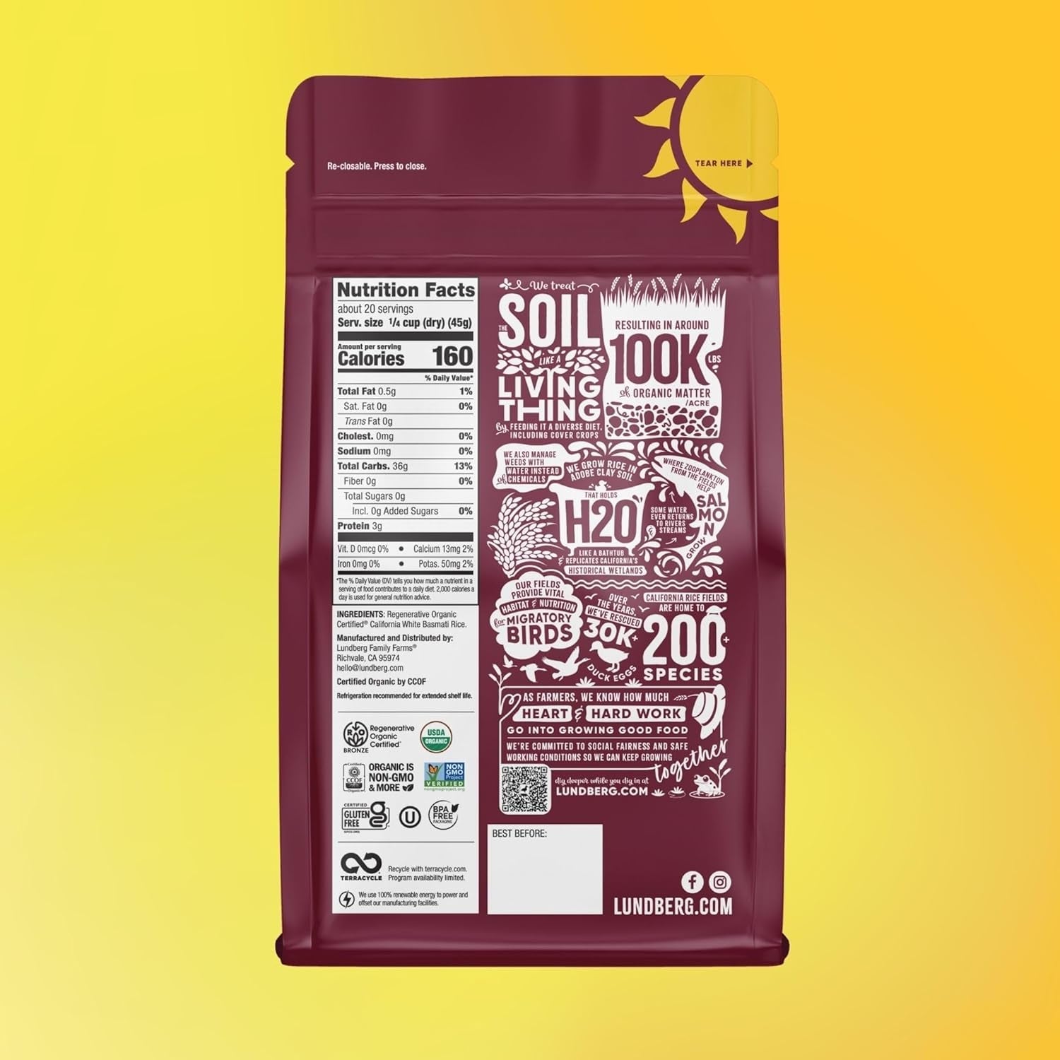 Regenerative Organic Certified (Roc) Long Grain White Basmati Rice – Non-Sticky, Fluffy Aromatic Organic Rice Grown in California, 32 Oz - WORLD TIME VISITS