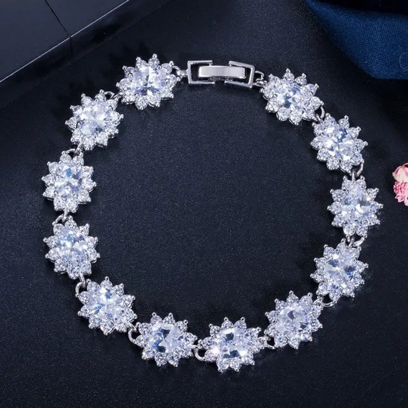 CANDICE 2023 New Fashion Women Silver Jewelry with Multicolor Crystal and CZ Bracelets Bangles 18Cm
