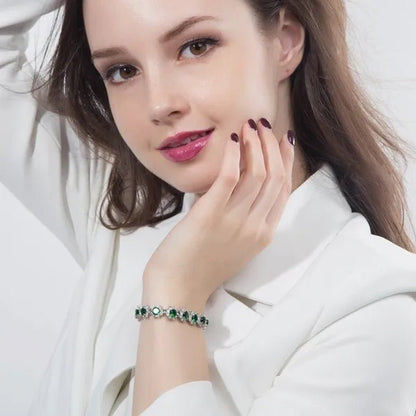 CANDICE 2023 New Fashion Women Silver Jewelry with Multicolor Crystal and CZ Bracelets Bangles 18Cm