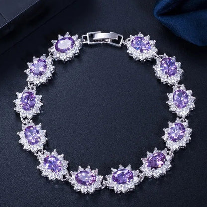 CANDICE 2023 New Fashion Women Silver Jewelry with Multicolor Crystal and CZ Bracelets Bangles 18Cm - WORLD TIME VISITS
