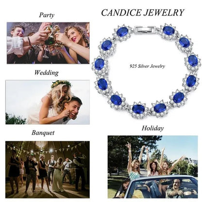 CANDICE 2023 New Fashion Women Silver Jewelry with Multicolor Crystal and CZ Bracelets Bangles 18Cm