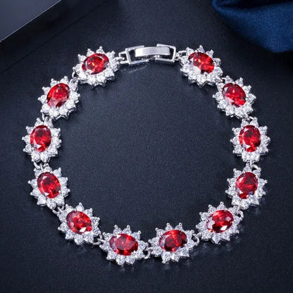 CANDICE 2023 New Fashion Women Silver Jewelry with Multicolor Crystal and CZ Bracelets Bangles 18Cm - WORLD TIME VISITS