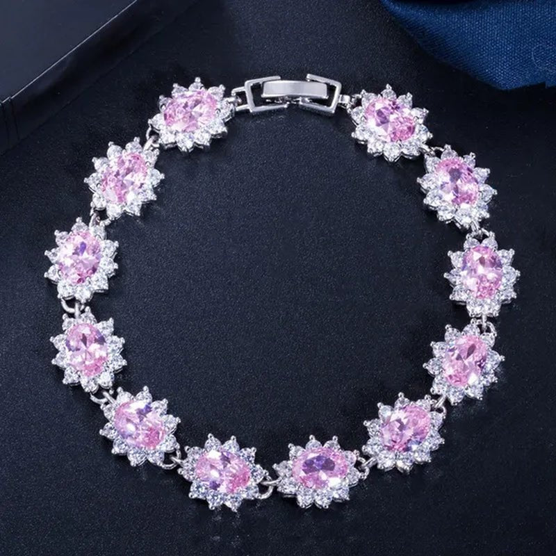 CANDICE 2023 New Fashion Women Silver Jewelry with Multicolor Crystal and CZ Bracelets Bangles 18Cm