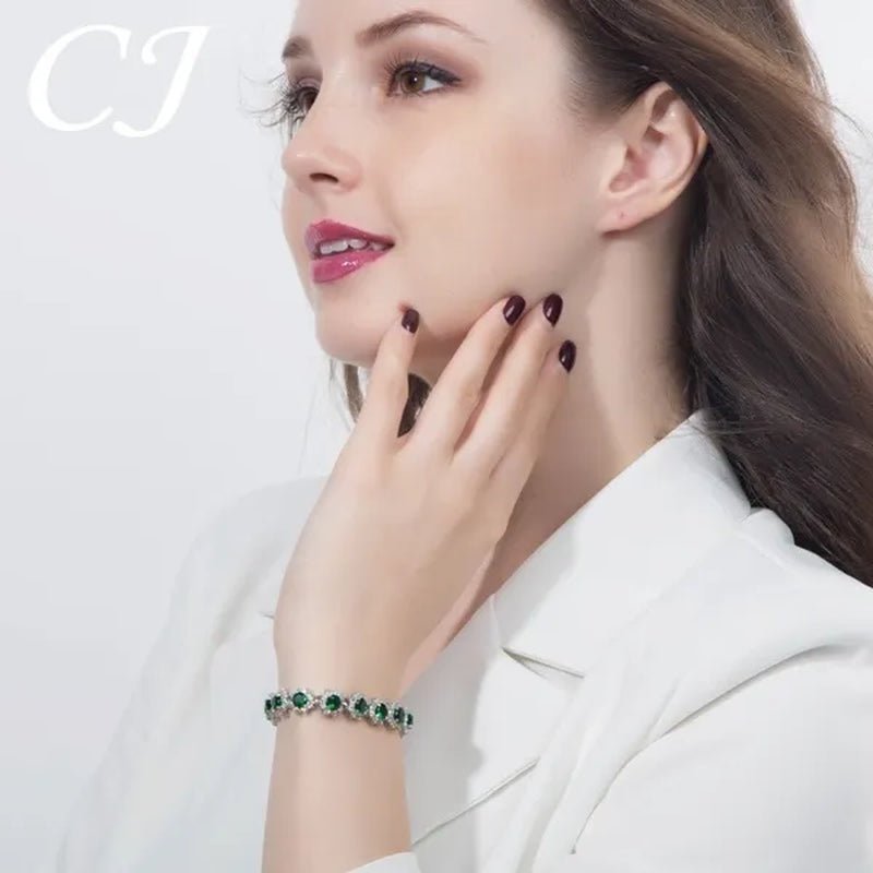 CANDICE 2023 New Fashion Women Silver Jewelry with Multicolor Crystal and CZ Bracelets Bangles 18Cm