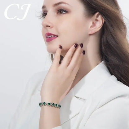 CANDICE 2023 New Fashion Women Silver Jewelry with Multicolor Crystal and CZ Bracelets Bangles 18Cm