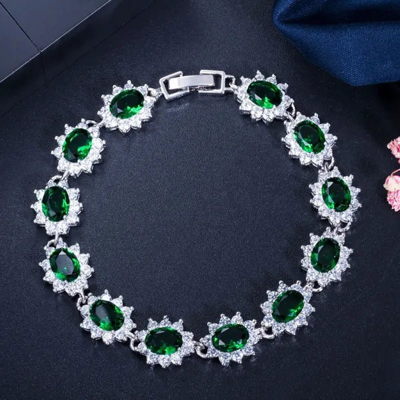 CANDICE 2023 New Fashion Women Silver Jewelry with Multicolor Crystal and CZ Bracelets Bangles 18Cm - WORLD TIME VISITS