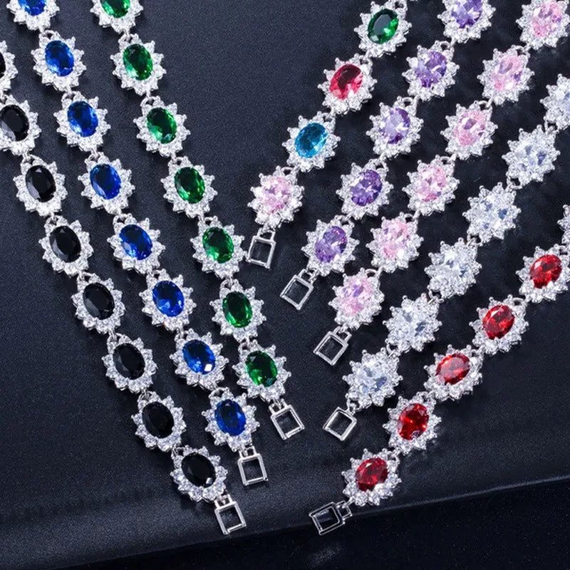 CANDICE 2023 New Fashion Women Silver Jewelry with Multicolor Crystal and CZ Bracelets Bangles 18Cm