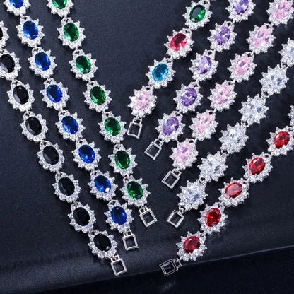 CANDICE 2023 New Fashion Women Silver Jewelry with Multicolor Crystal and CZ Bracelets Bangles 18Cm