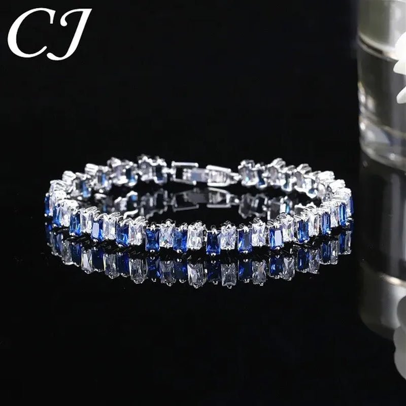 CANDICE Hottest Yellow Gold Plated Tennis Bracelet For Women Shiny Baguette Cubic Zircon Setting Gorgeous Party Jewelry Accessories