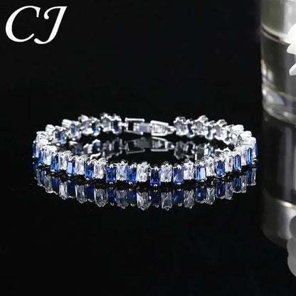 CANDICE Hottest Yellow Gold Plated Tennis Bracelet For Women Shiny Baguette Cubic Zircon Setting Gorgeous Party Jewelry Accessories