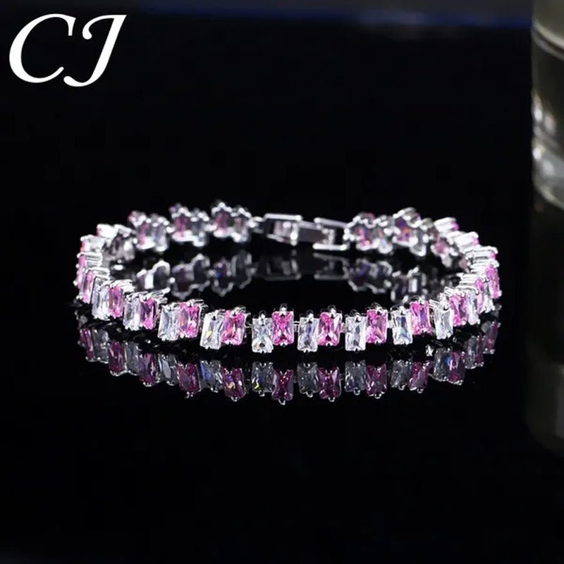 CANDICE Hottest Yellow Gold Plated Tennis Bracelet For Women Shiny Baguette Cubic Zircon Setting Gorgeous Party Jewelry Accessories - WORLD TIME VISITS