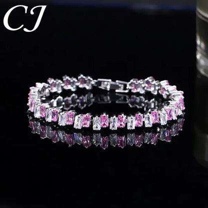 CANDICE Hottest Yellow Gold Plated Tennis Bracelet For Women Shiny Baguette Cubic Zircon Setting Gorgeous Party Jewelry Accessories - WORLD TIME VISITS