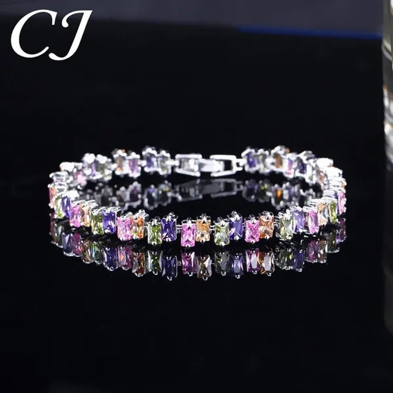 CANDICE Hottest Yellow Gold Plated Tennis Bracelet For Women Shiny Baguette Cubic Zircon Setting Gorgeous Party Jewelry Accessories - WORLD TIME VISITS