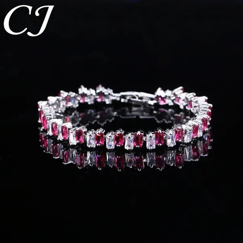 CANDICE Hottest Yellow Gold Plated Tennis Bracelet For Women Shiny Baguette Cubic Zircon Setting Gorgeous Party Jewelry Accessories