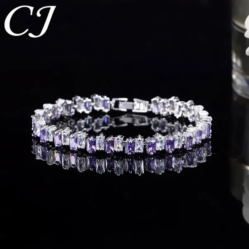 CANDICE Hottest Yellow Gold Plated Tennis Bracelet For Women Shiny Baguette Cubic Zircon Setting Gorgeous Party Jewelry Accessories