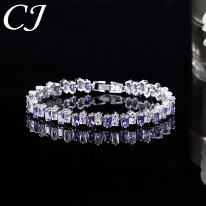CANDICE Hottest Yellow Gold Plated Tennis Bracelet For Women Shiny Baguette Cubic Zircon Setting Gorgeous Party Jewelry Accessories