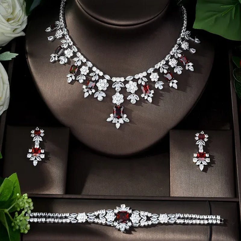 CANDICE Luxury Brilliant Citrine Bridal Wedding Party Jewelry Set for Brides Pave Yellow AAA CZ Stone Flower Drop Dangle Earrings Necklace Bracelet Sets - WORLD TIME VISITS