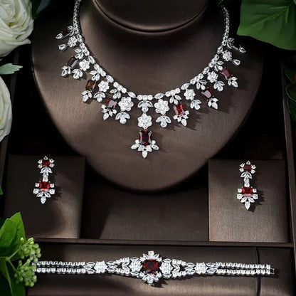 CANDICE Luxury Brilliant Citrine Bridal Wedding Party Jewelry Set for Brides Pave Yellow AAA CZ Stone Flower Drop Dangle Earrings Necklace Bracelet Sets - WORLD TIME VISITS