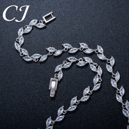 CANDICE Super Luxury White Gold Plated Clear Cubic Zirconia Big Flower Bridal Necklace Earrings for Wedding Party Jewelry Sets
